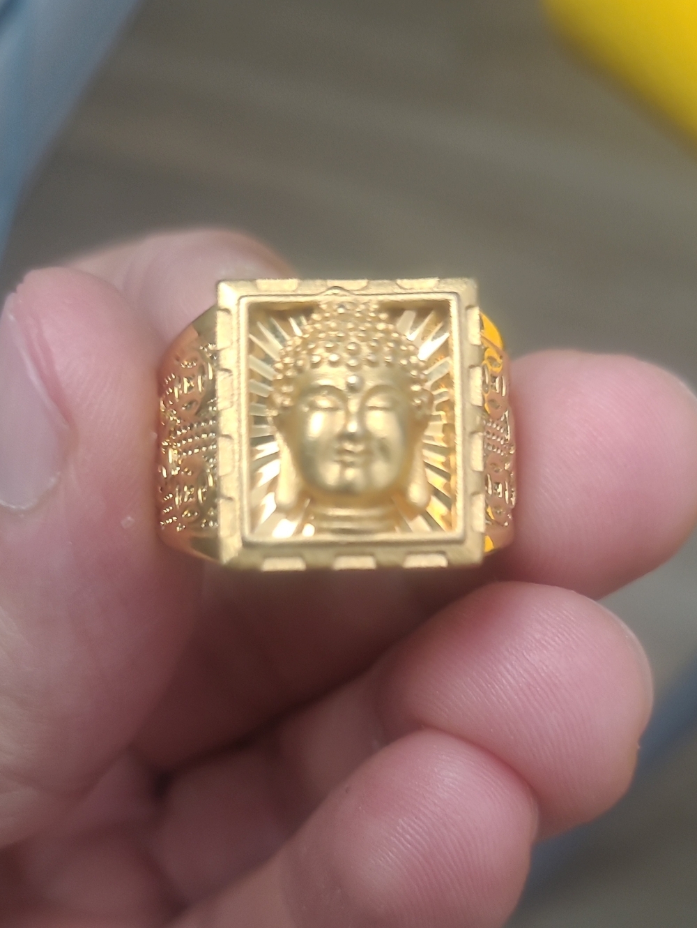 Gold Buddha Face Men’s Ring - Gold Tone